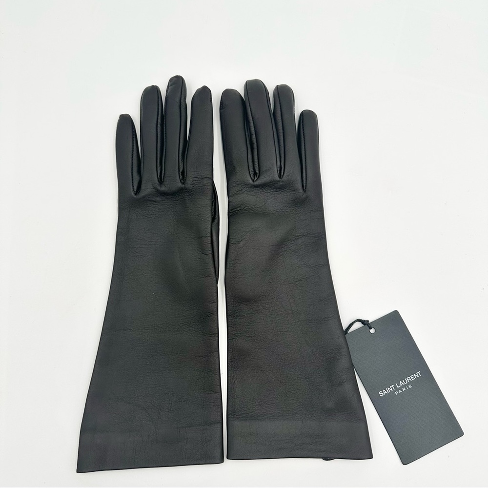Saint Laurent Leather Long Gloves - Picture 1 of 8